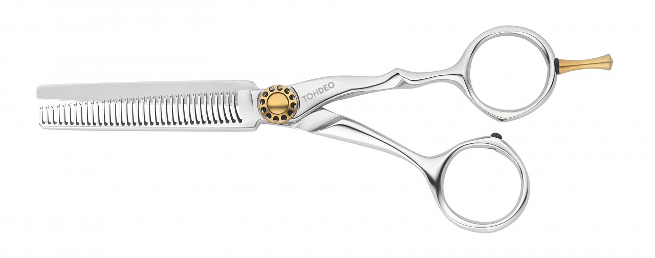 Texturing Scissors TONDEO MYTHOS Wave (36) with golden accents